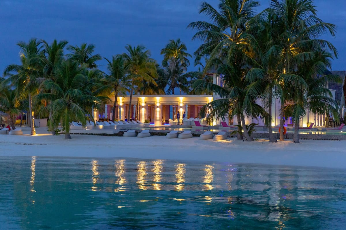 Tropical beach at night